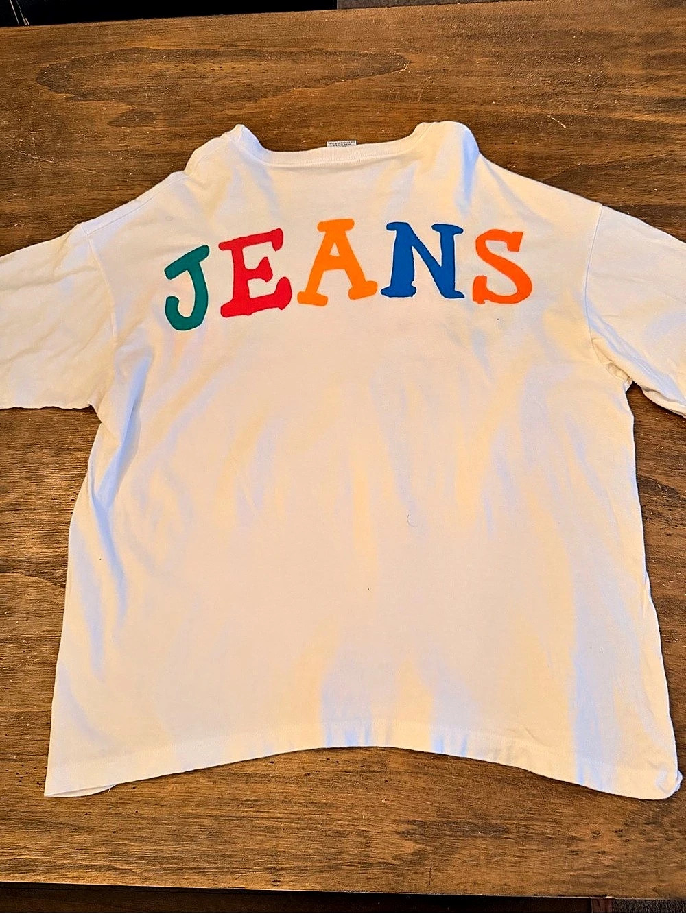 90s Vintage GUESS Jeans Color Block Logo Tee White One Size - Picture 2 of 9